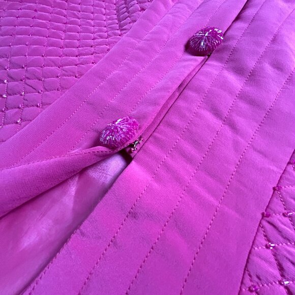 Vintage Gazzelle Ciampi Magali Evening Jacket Pink Quilted Beaded Silk Size 14 - Picture 6 of 10